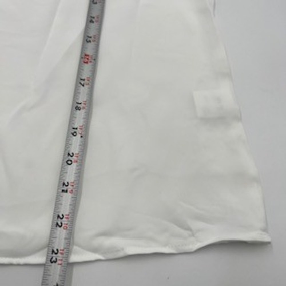 Evaless Womens White Asymmetrical Neckline Blouse Smocked Cuff Size M NWT - Picture 10 of 11